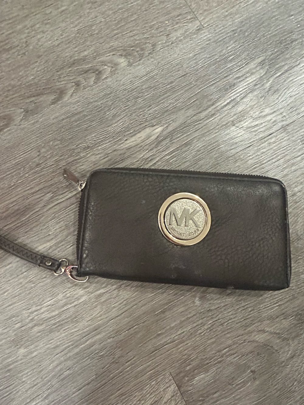 Michael Kors Brown Leather Wristlet Wallet with MK Logo